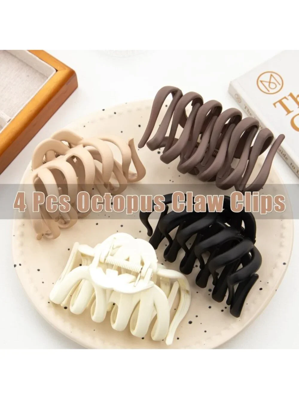 4 Pcs Large Octopus Hair Claw Clips for Thick Hair - Strong Grip, Non-Slip